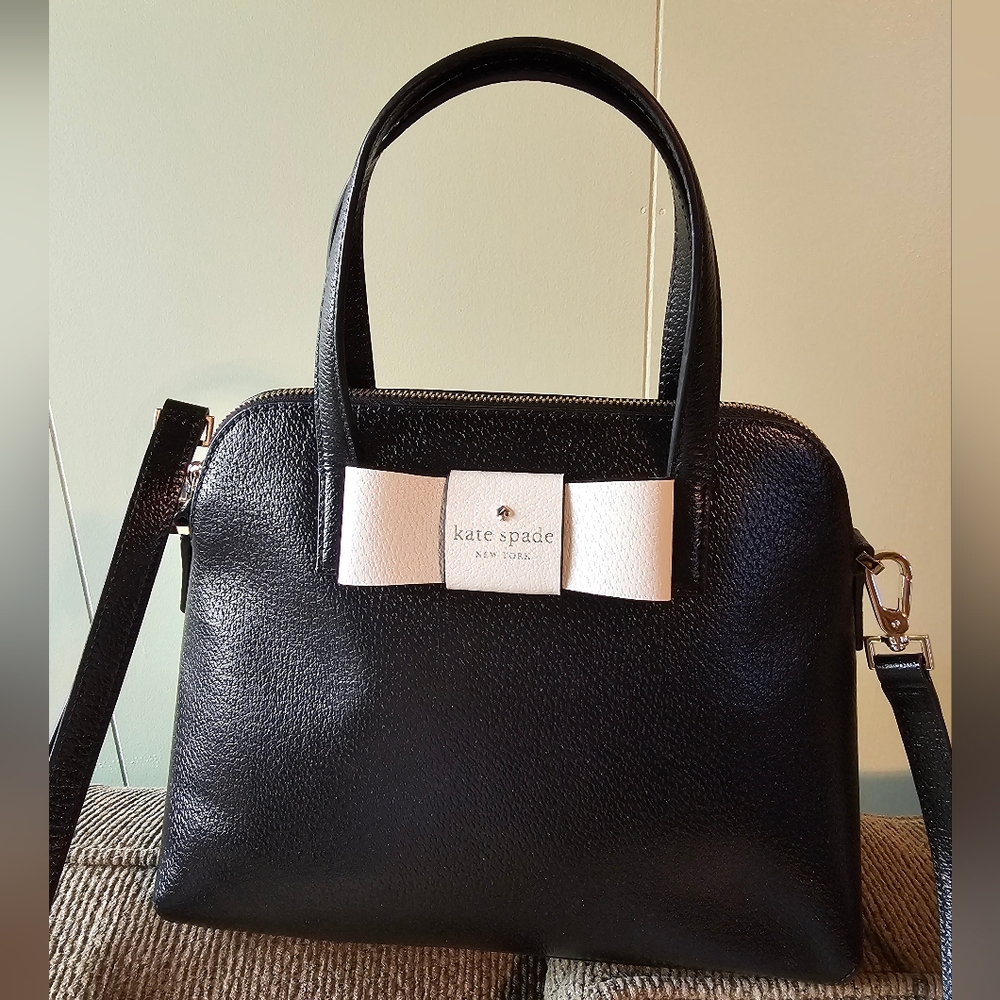 Kate Spade Matthew's Street Maise Black & White Bow Handbag Sachel NWOT Sold out - Picture 4 of 16